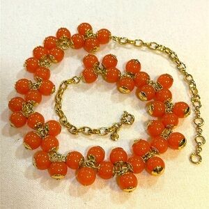J. Crew Orange and Gold Beaded Necklace